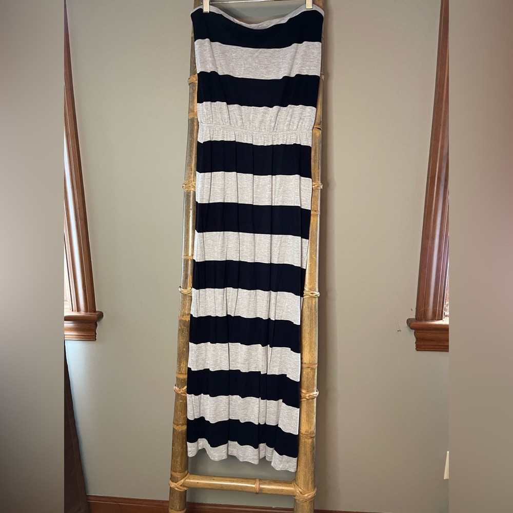 Striped Black and Gray Maxi dress